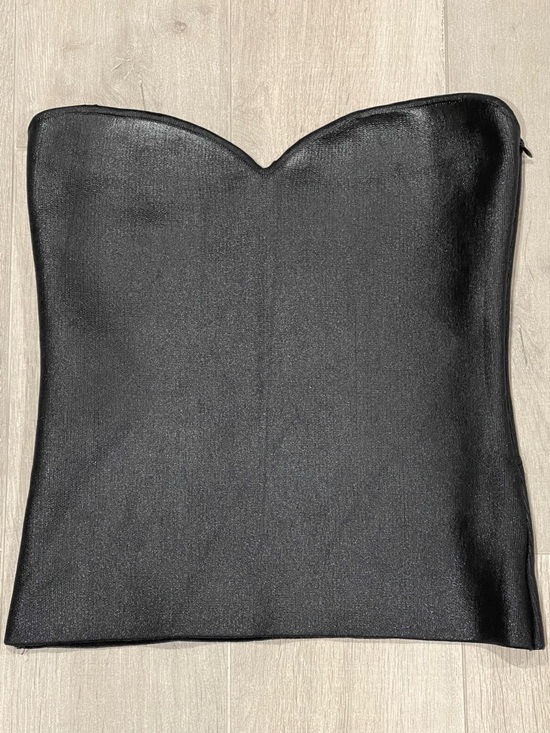 Zara Tops - ZARA Black Leather Look like Strapless Top Bustier Tube Top Size L